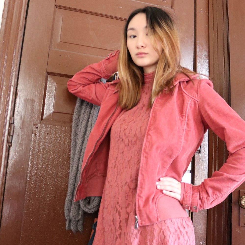 Pink Corduroy Mossimo Supply Co. zip up jacket